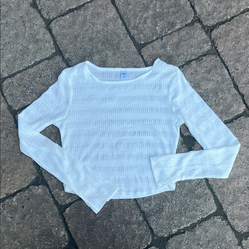 Twik White Long Sleeve Textured Top